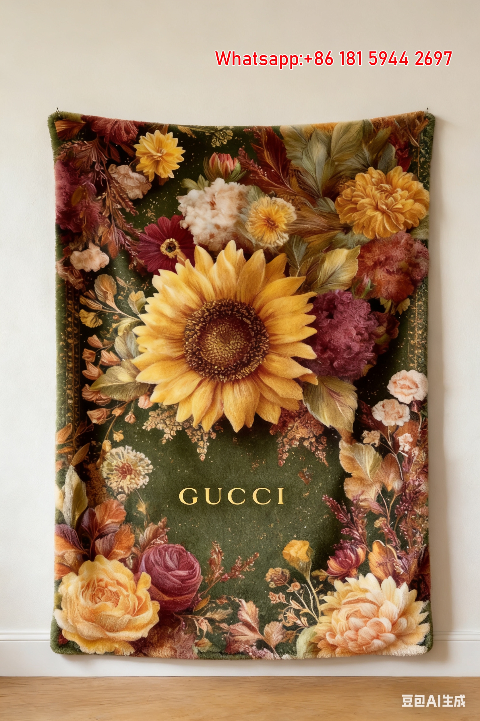 Gucci Autumn Sunflower throw Blanket Luxury Harvest Tapestry IMG_2759
